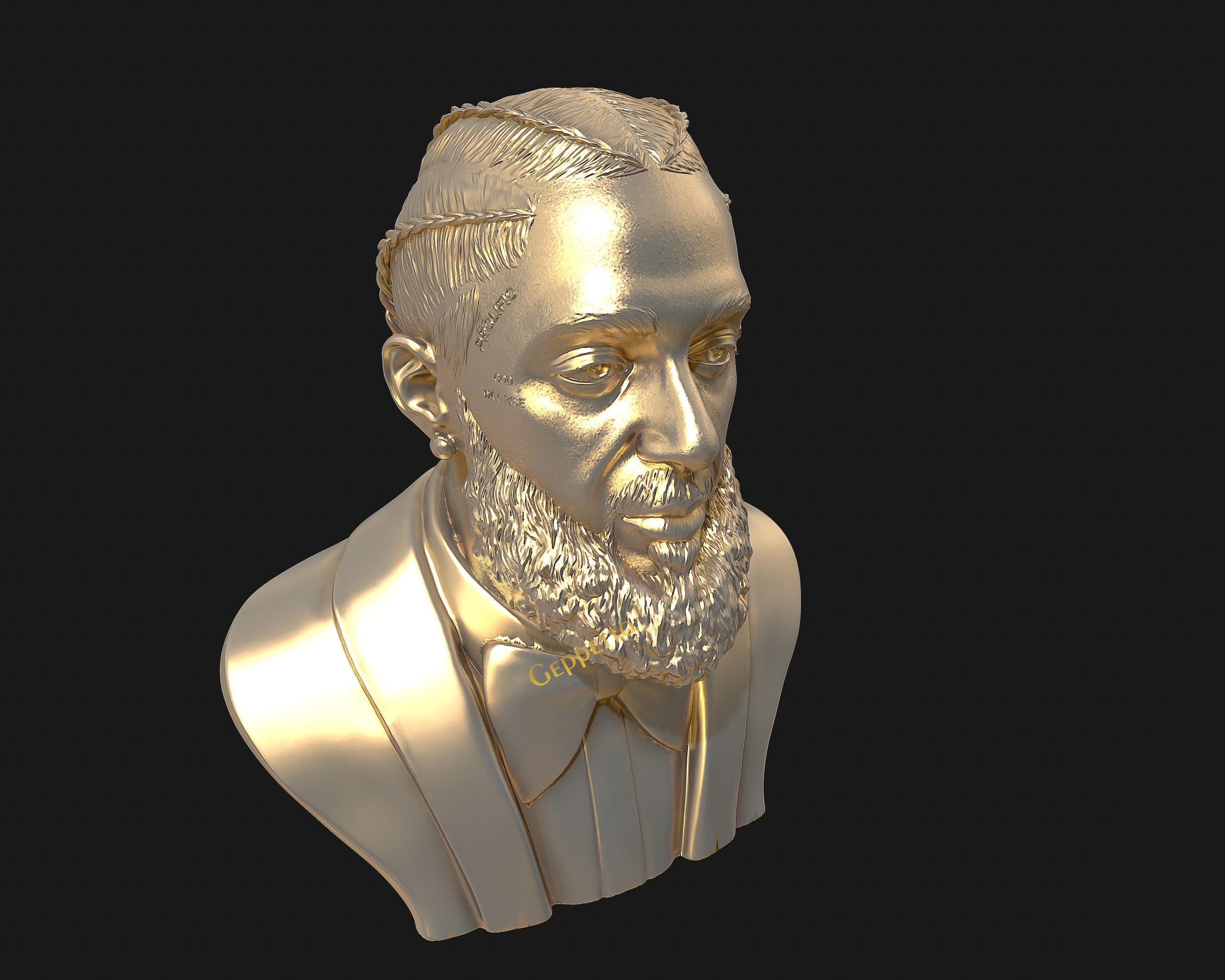 Nipsey Hussle 3D Bust Sculpture  3D print model_25