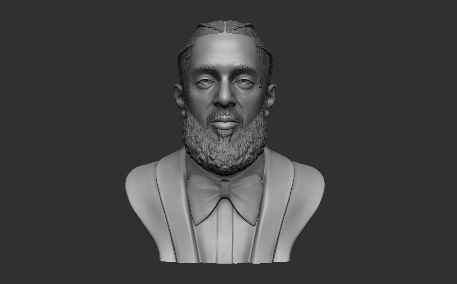Nipsey Hussle 3D Bust Sculpture  3D print model_2