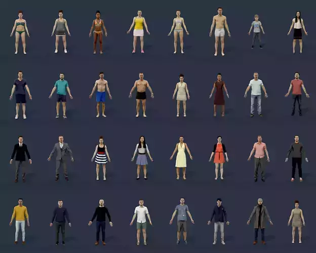 32x MEGA RIGGED SCANNED PEOPLE - TREAPL 3D Model Collection