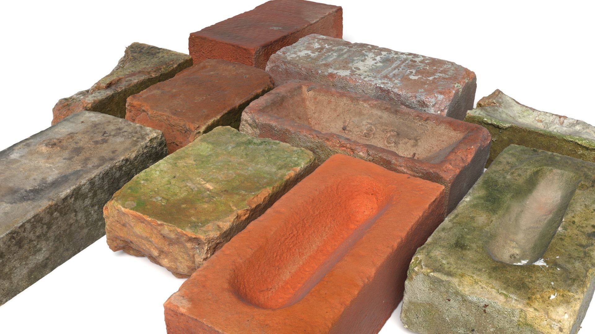 Ultra Realistic Old Brick Scan Pack 8k HD 3D model_2