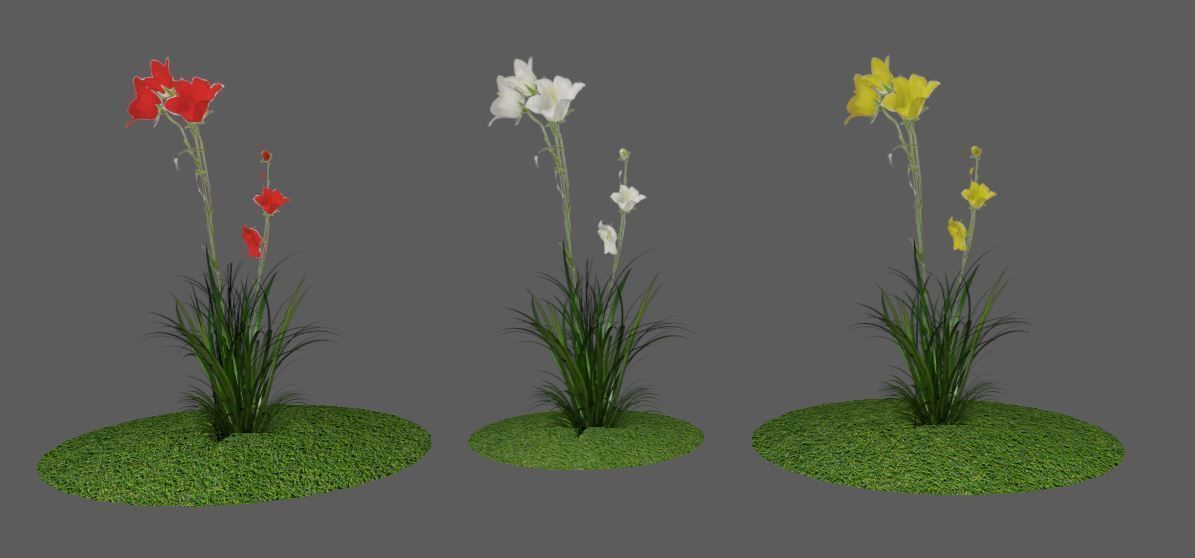 Low Poly Flower Alpha model Low-poly 3D model_3