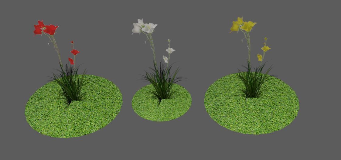 Low Poly Flower Alpha model Low-poly 3D model_2