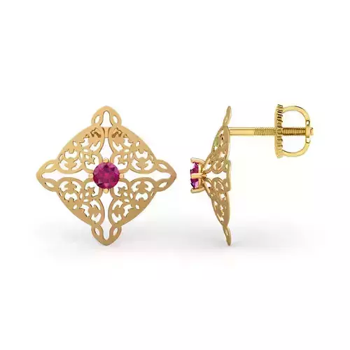 Sheesh Ornate Mural Stud Earrings
