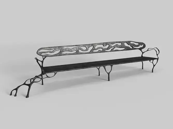 Artistic wood root bench