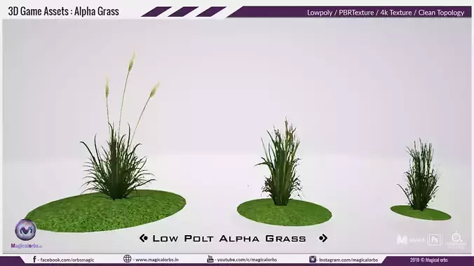 Low Poly Alpha Grass Pack Vol 01 