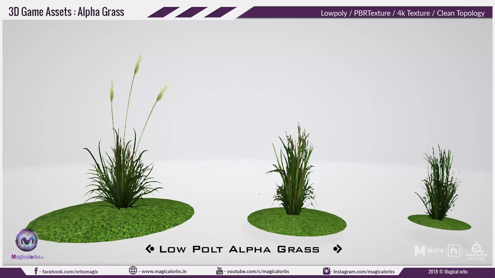 Low Poly Alpha Grass Pack Vol 01 Low-poly 3D model_0
