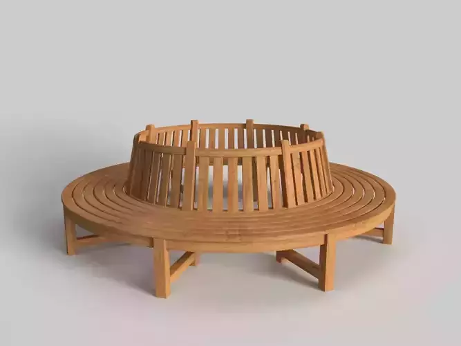 Circular wooden bench 3D model