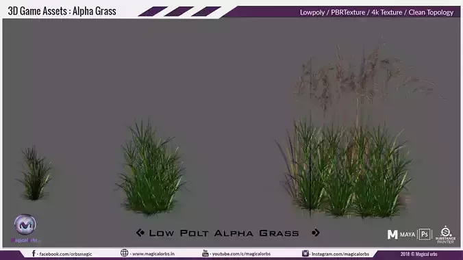 Low Poly Alpha Grass Pack Vol 03