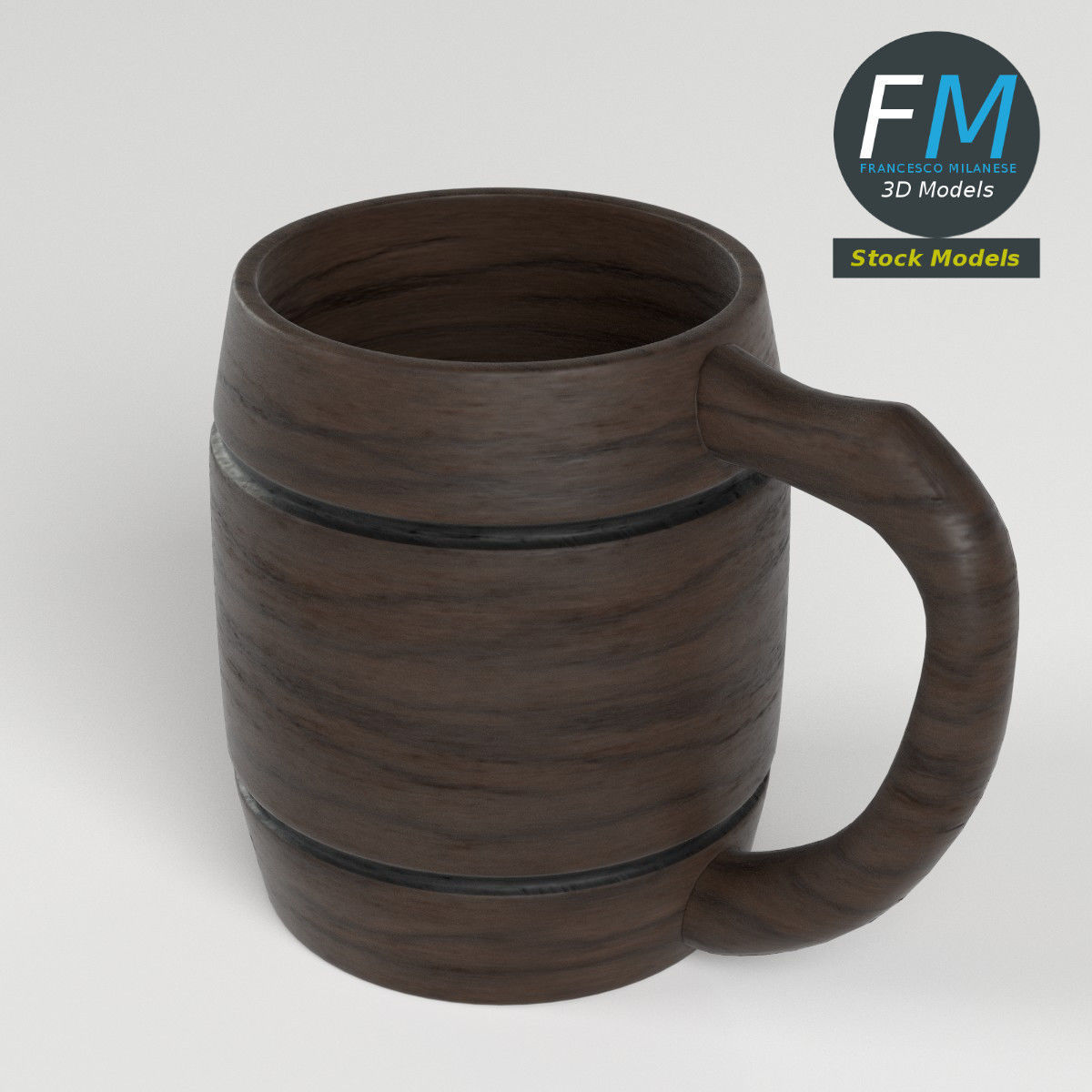 Wooden mug 3D model_2