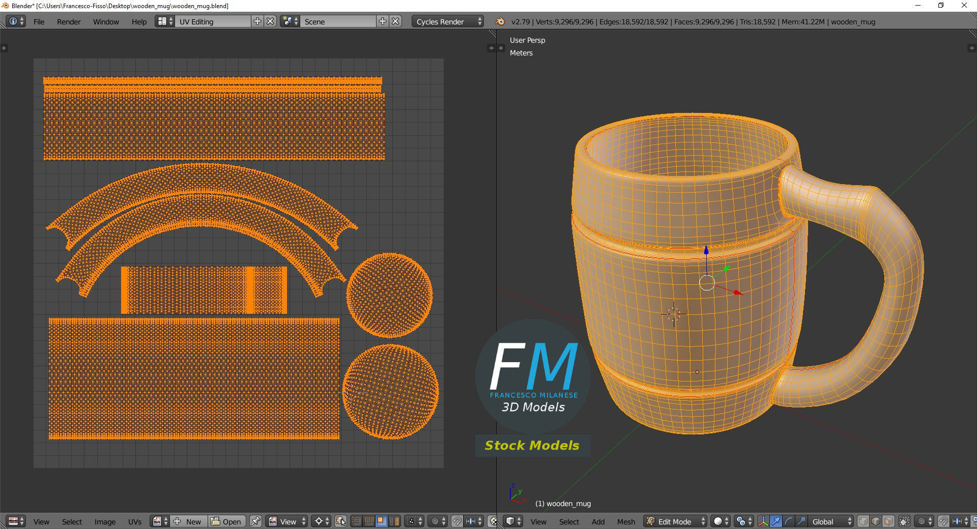 Wooden mug 3D model_10