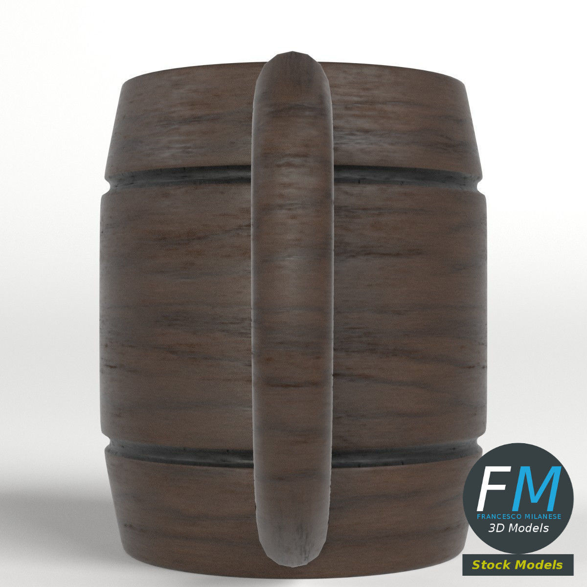 Wooden mug 3D model_4