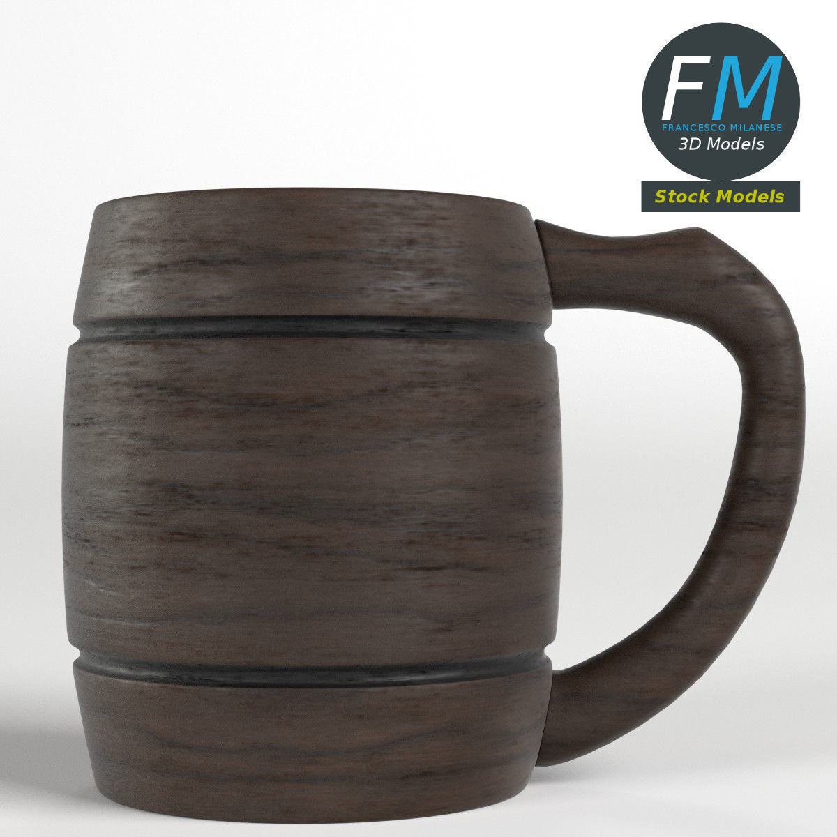 Wooden mug 3D model_3