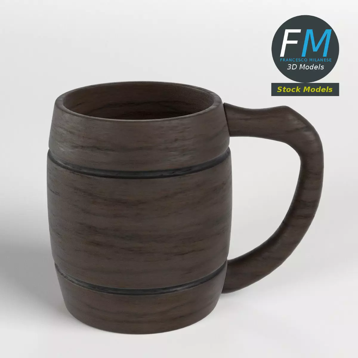 Wooden mug 3D model_0