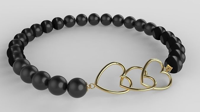 Heart Bracelet Gold and Silver 3D print model