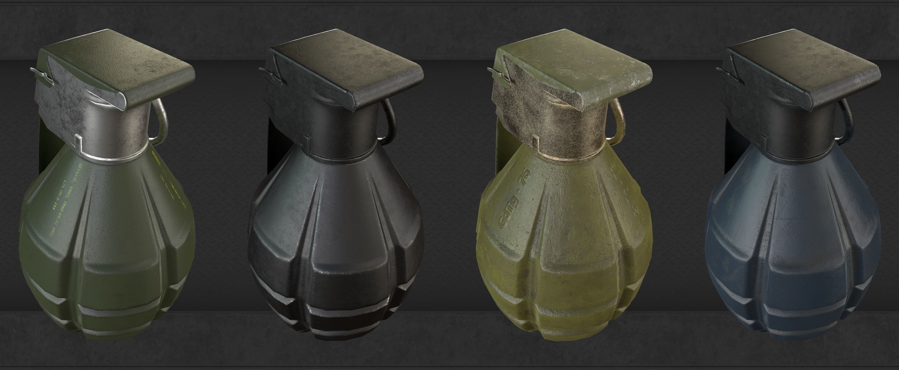 Frag grenade Low-poly 3D model_9