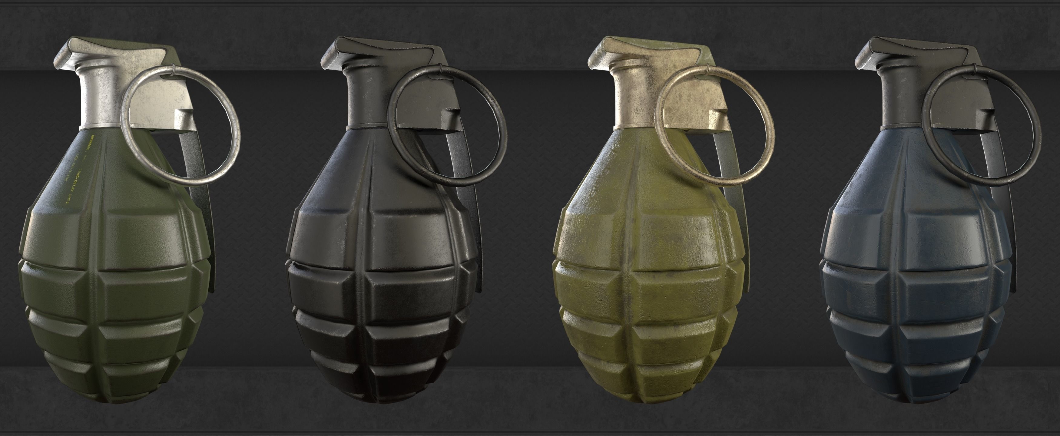 Frag grenade Low-poly 3D model_5