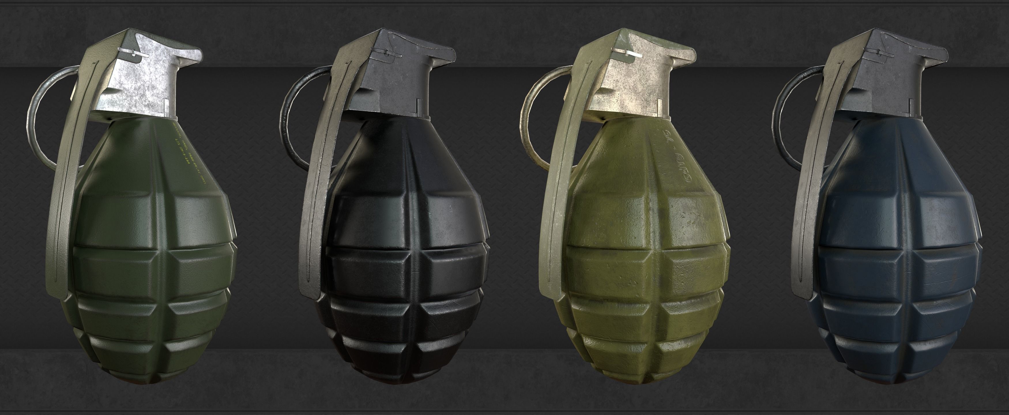 Frag grenade Low-poly 3D model_7