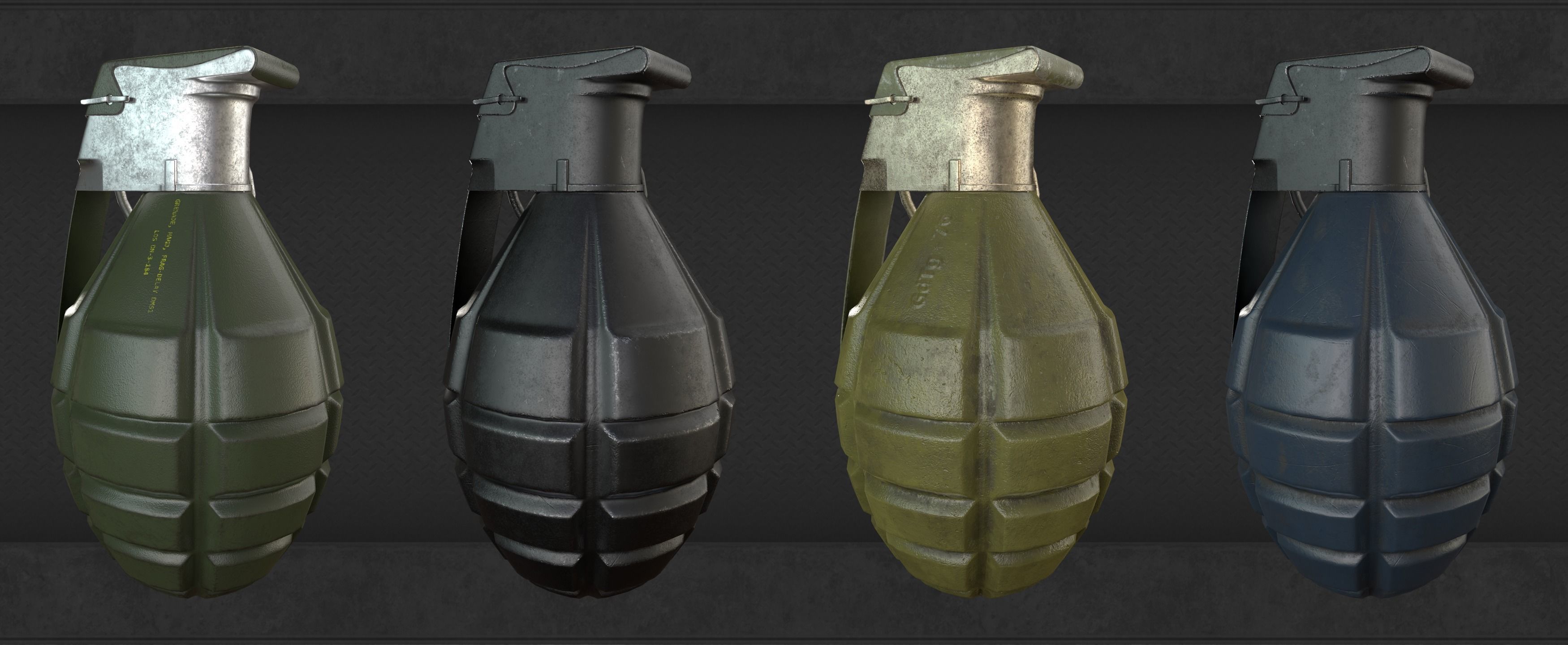 Frag grenade Low-poly 3D model_8