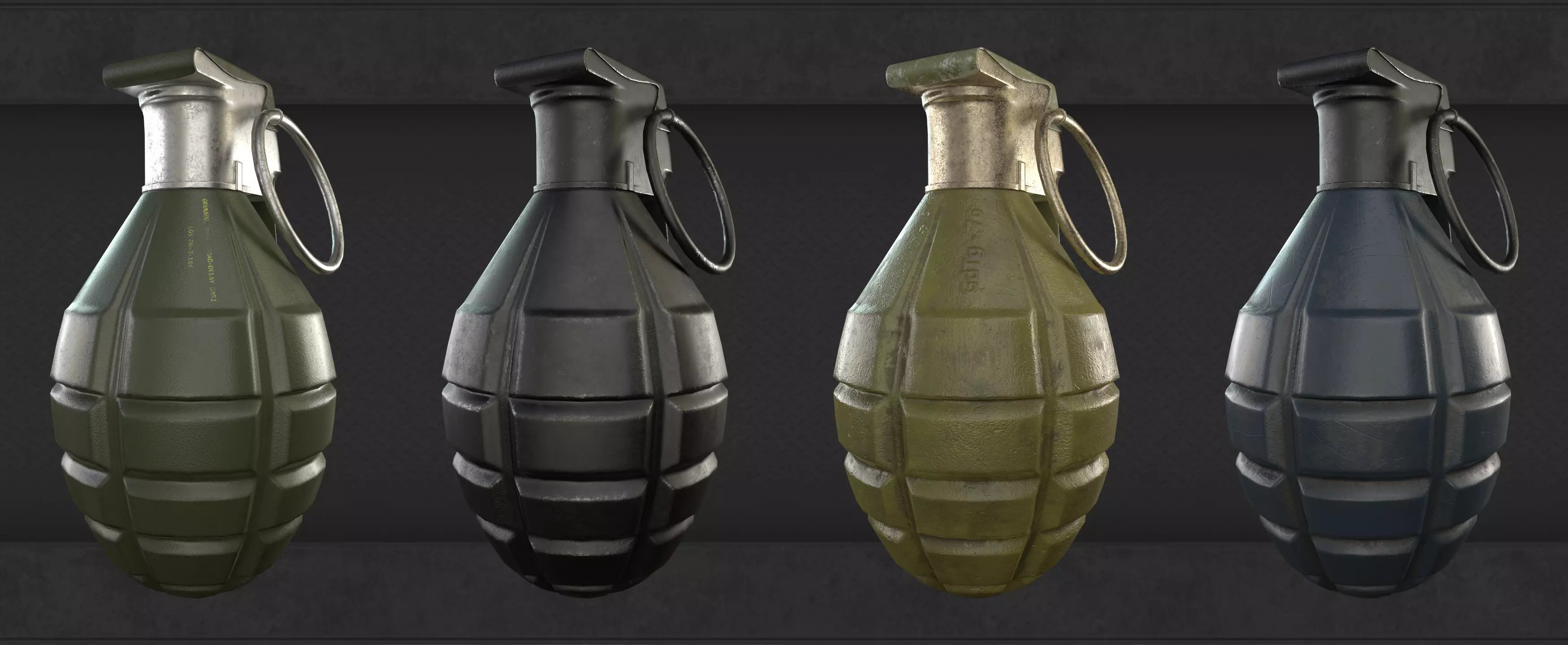 Frag grenade Low-poly 3D model_0