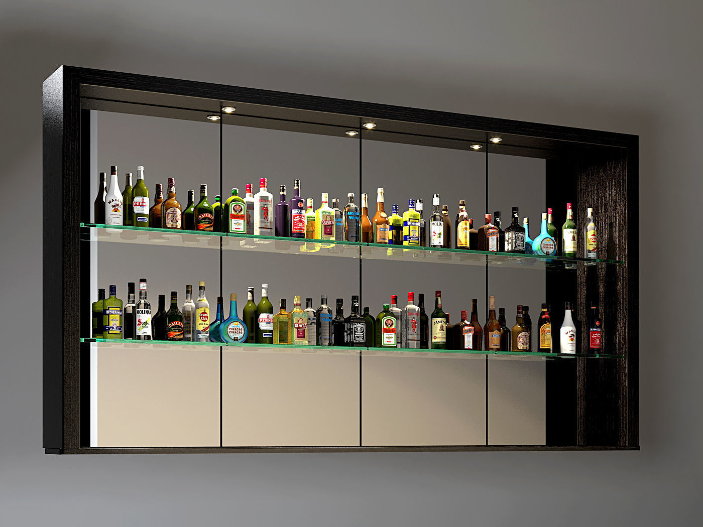 alcohol bottles collection 3D model_1