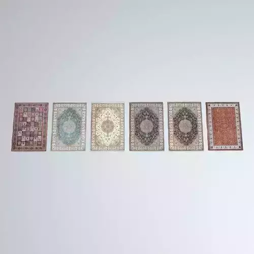 6 Scottish Rugs Low-poly 3D model