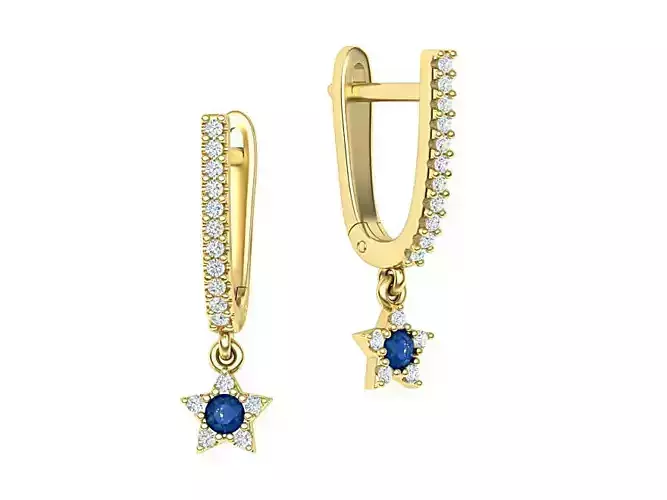 Hanging star Earrings 3d model  3D print model