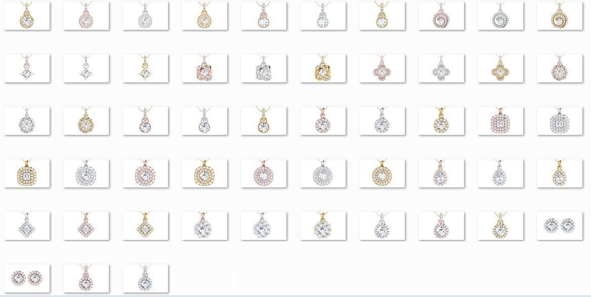 19 solitaire pendant earrings set 3dm stl details bulk 3D print model_1