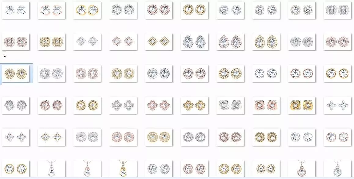 19 solitaire pendant earrings set 3dm stl details bulk 3D print model_0