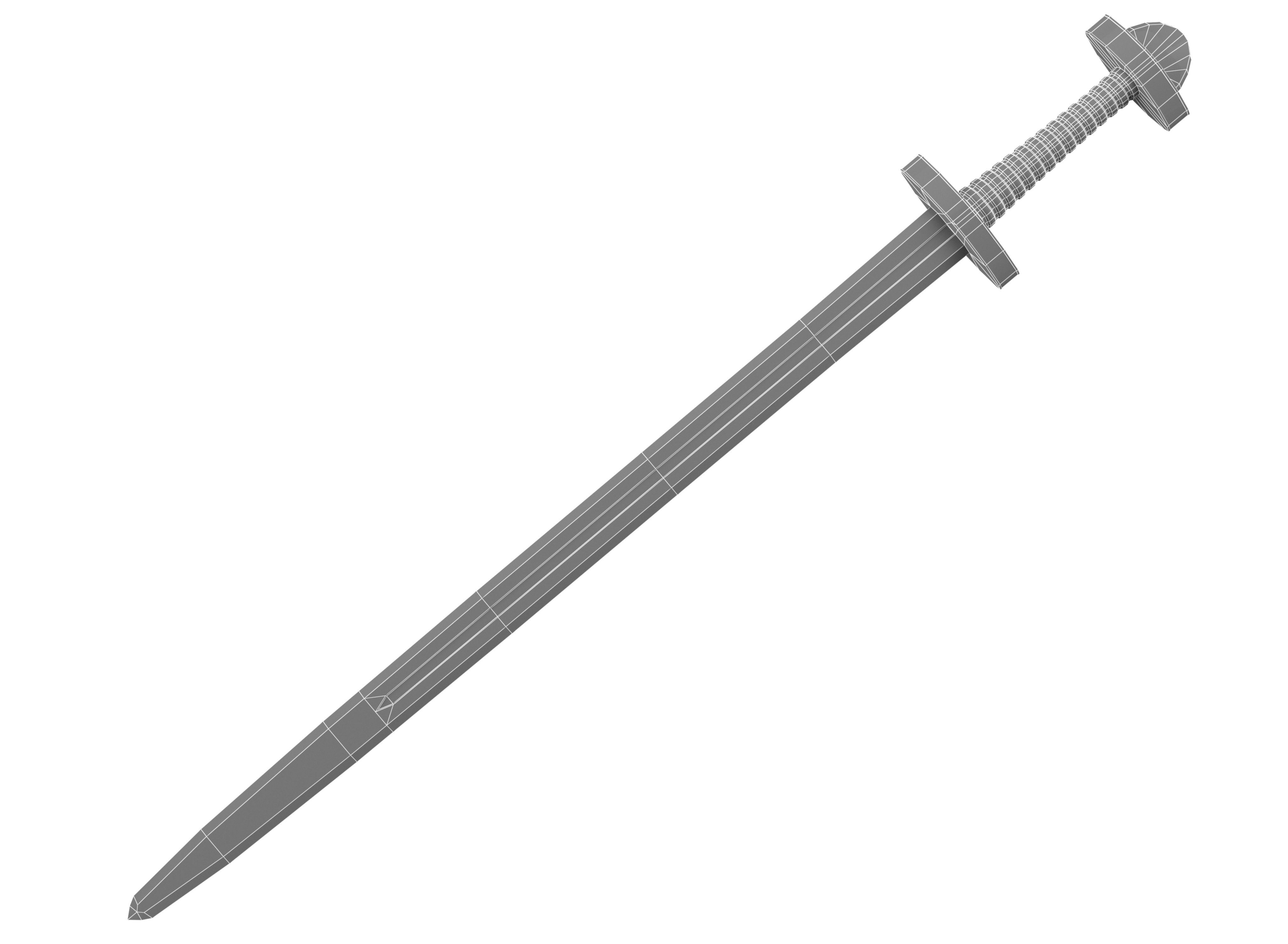 Viking sword Low-poly 3D model_4