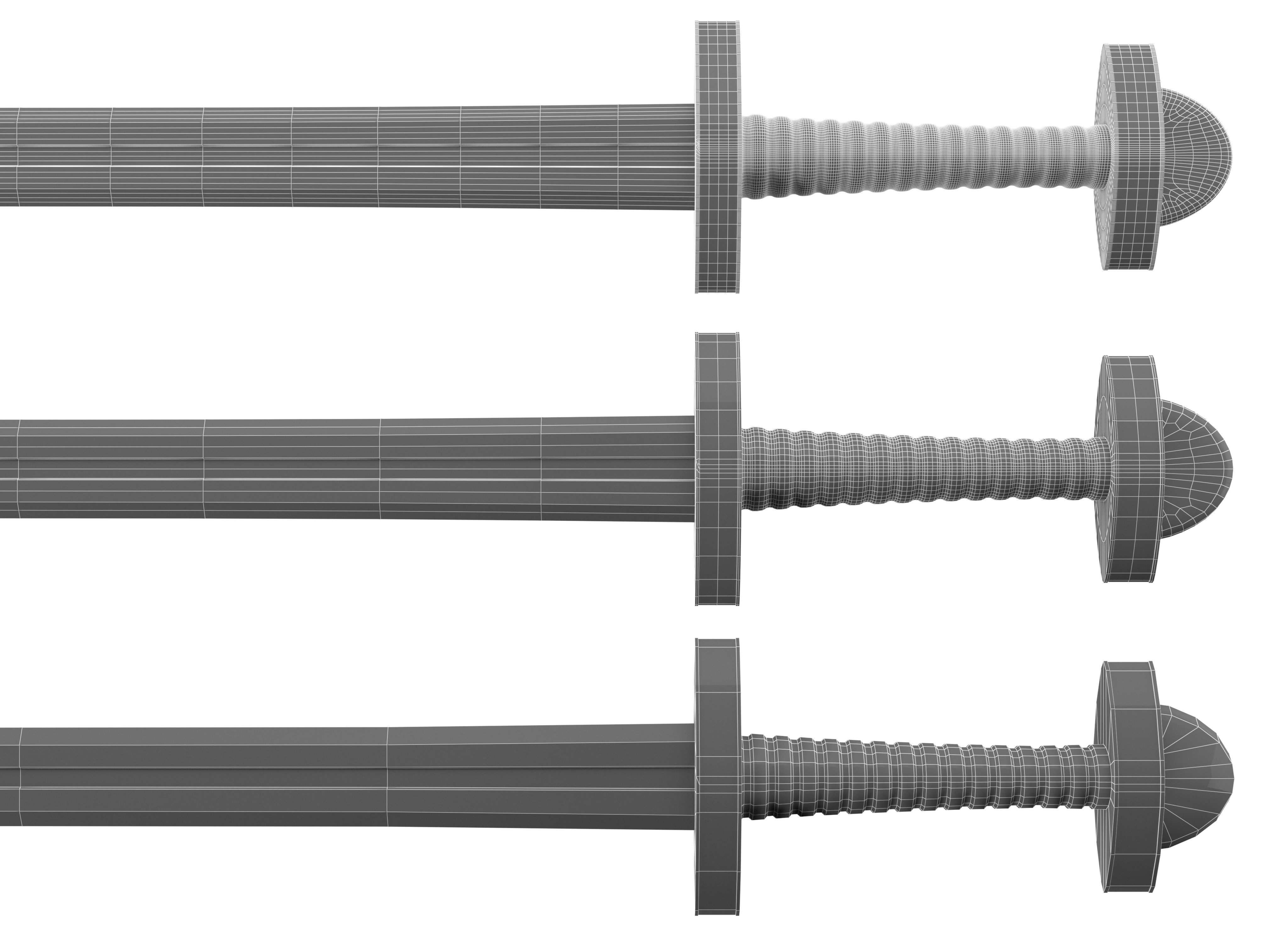 Viking sword Low-poly 3D model_2