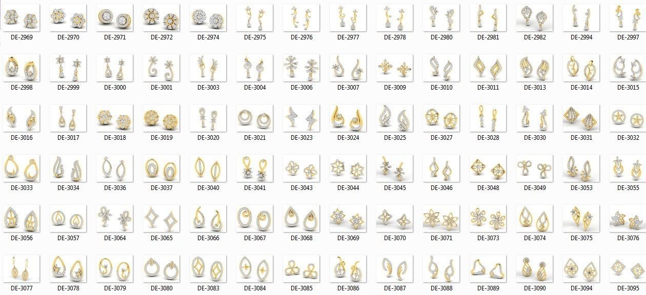 700 earrings 3dm cad render details bulk collection 3D print model_4