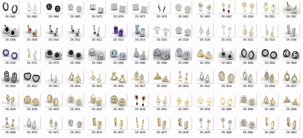 700 earrings 3dm cad render details bulk collection 3D print model_0