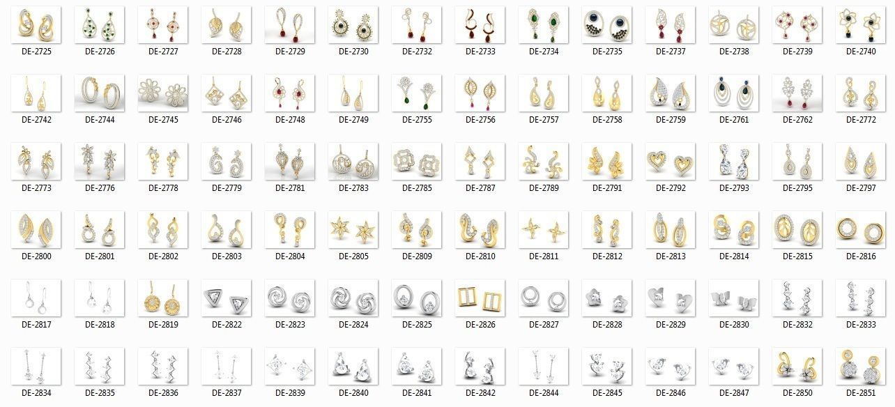 700 earrings 3dm cad render details bulk collection 3D print model_2