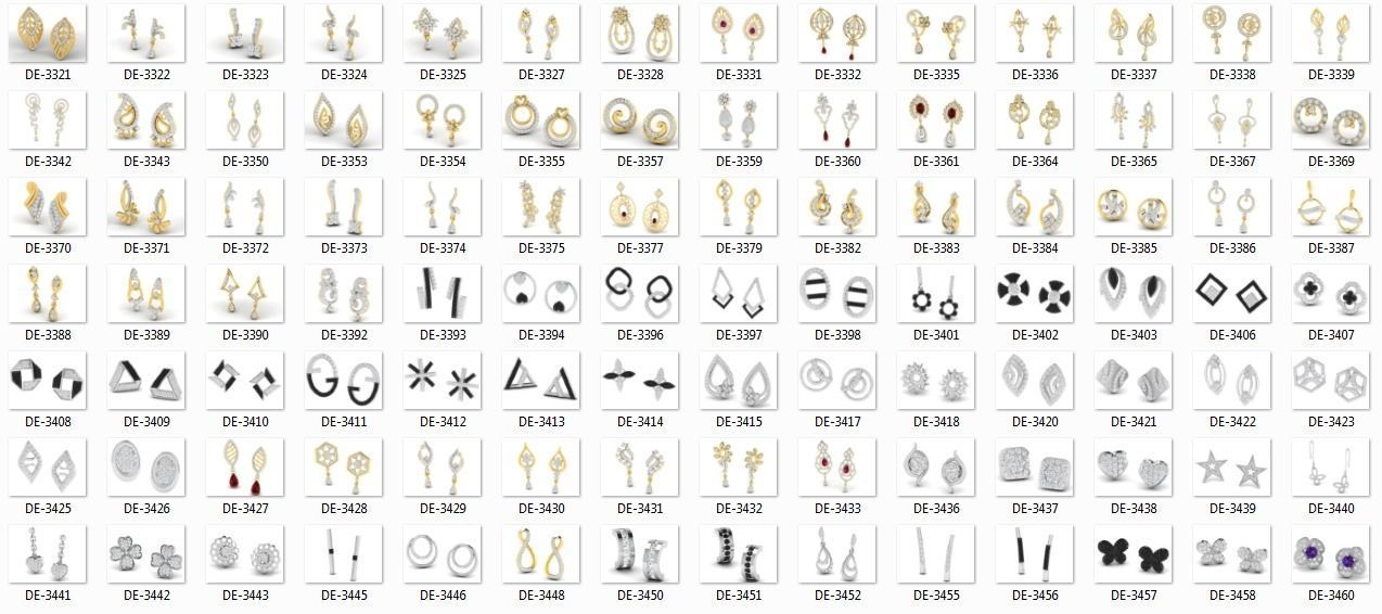 700 earrings 3dm cad render details bulk collection 3D print model_7