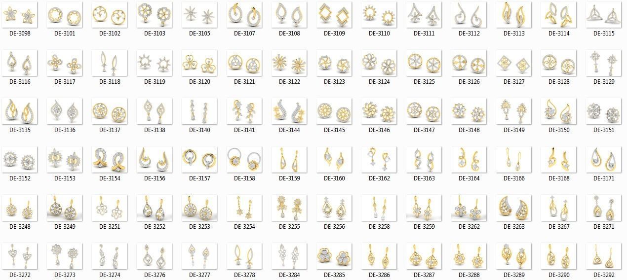 700 earrings 3dm cad render details bulk collection 3D print model_5