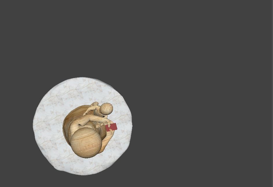 3D sculpture wooden statue with child on top 3D print model_1