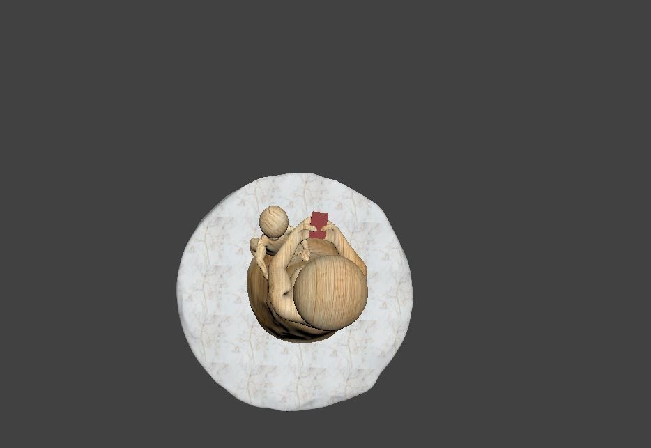 3D sculpture wooden statue with child on top 3D print model_12