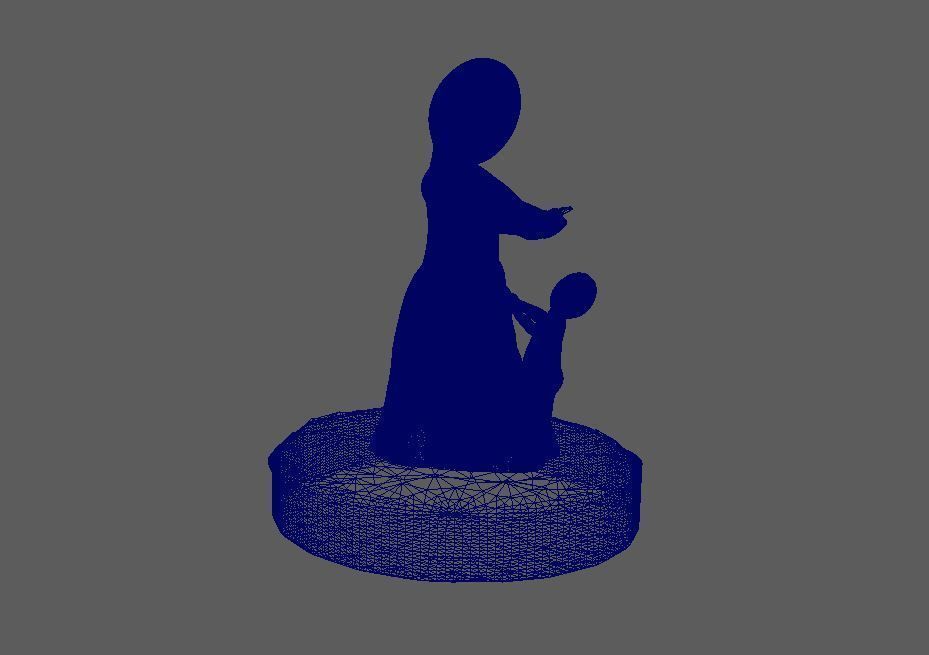 3D sculpture wooden statue with child on top 3D print model_6