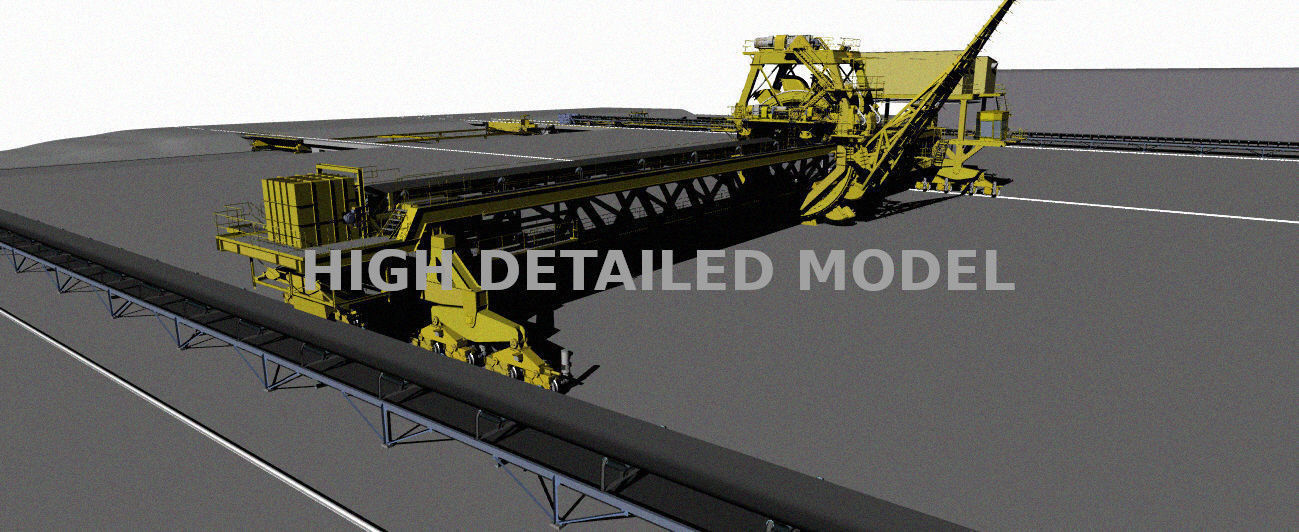 Stock pile of mining industrial installation 3D model_3