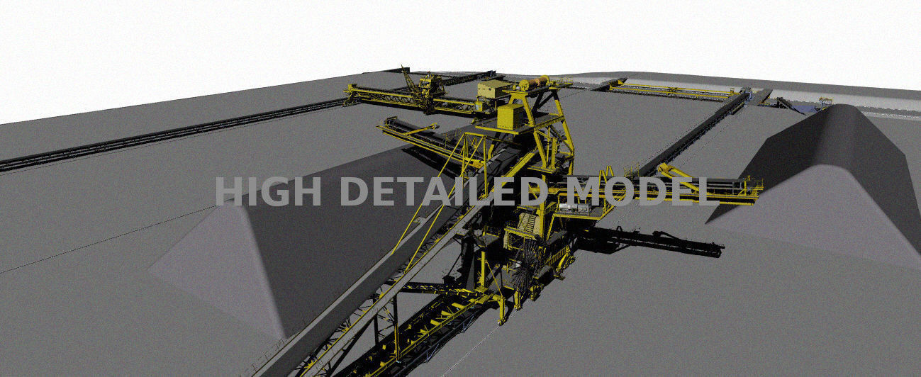 Stock pile of mining industrial installation 3D model_1