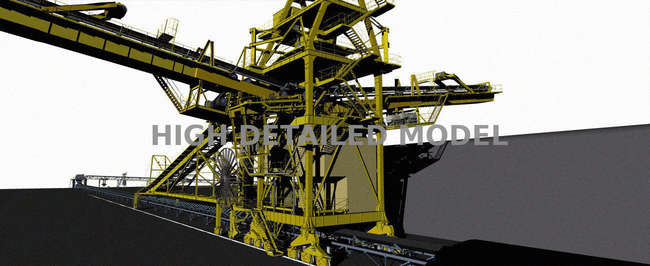 Stock pile of mining industrial installation 3D model_4