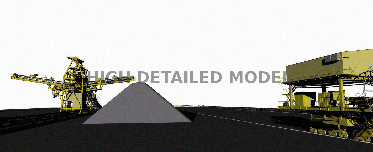 Stock pile of mining industrial installation 3D model_7
