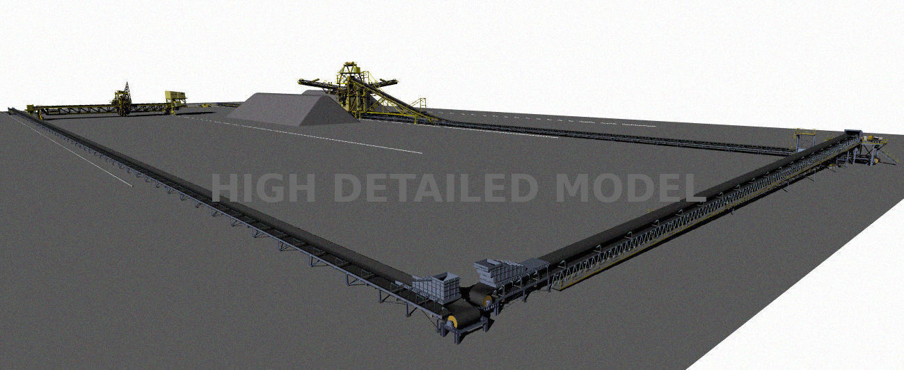 Stock pile of mining industrial installation 3D model_5