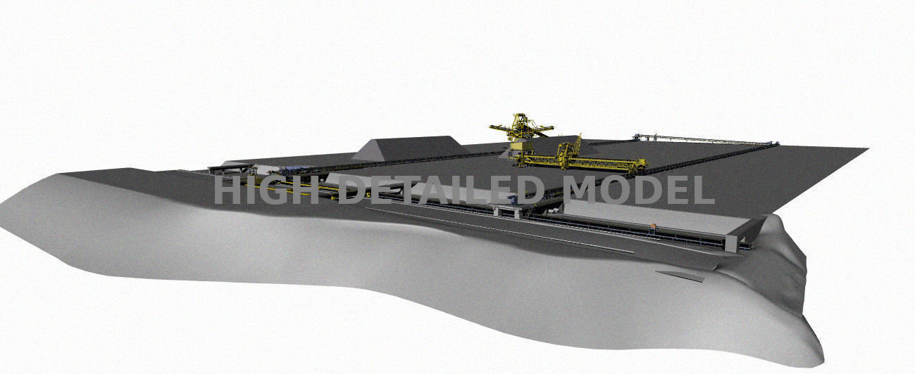 Stock pile of mining industrial installation 3D model_2