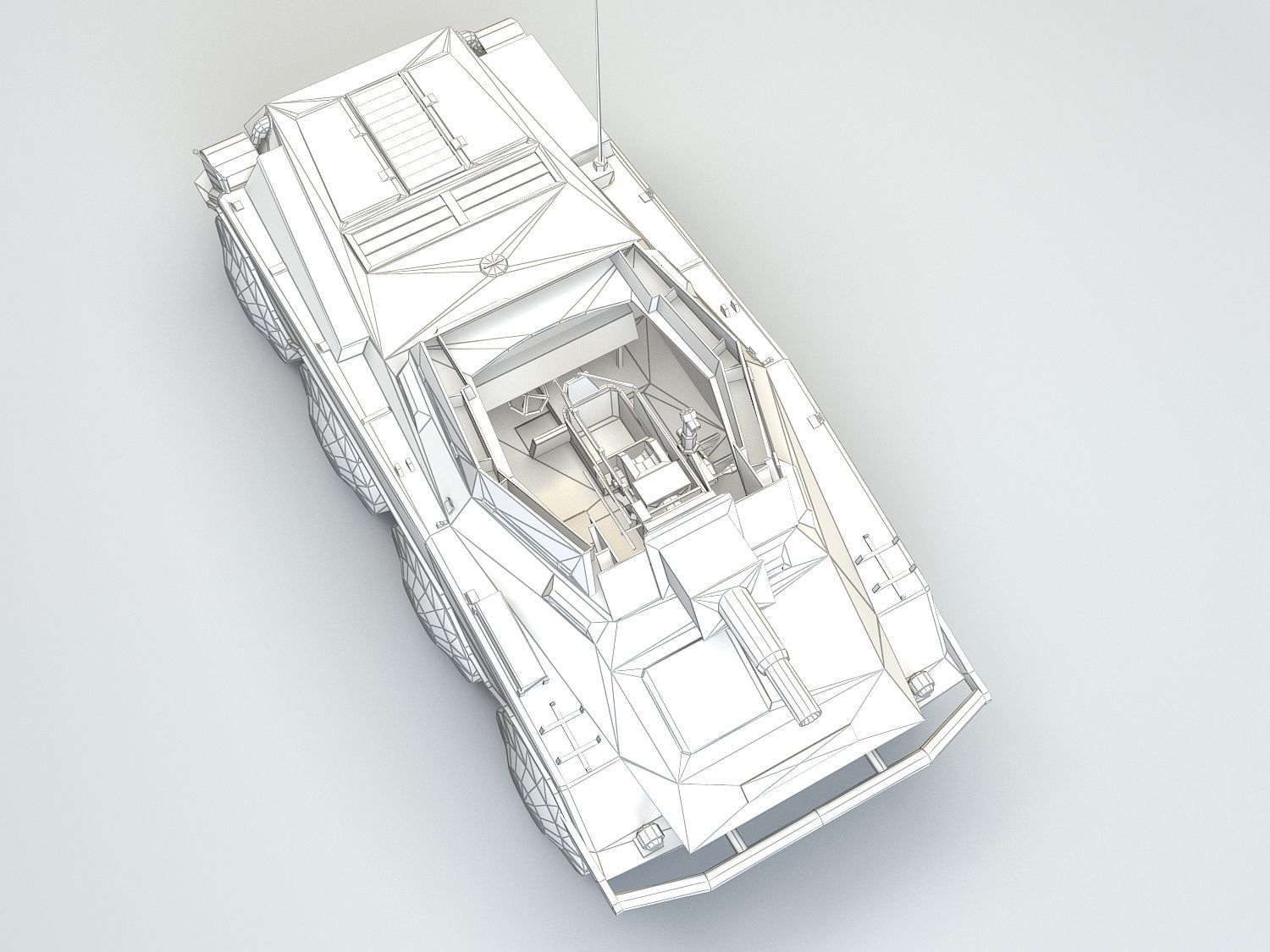 Low Poly SdKfz 234 3 Stummel Armored Car Low-poly 3D model_15