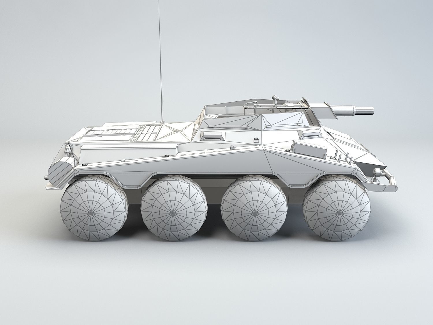 Low Poly SdKfz 234 3 Stummel Armored Car Low-poly 3D model_2
