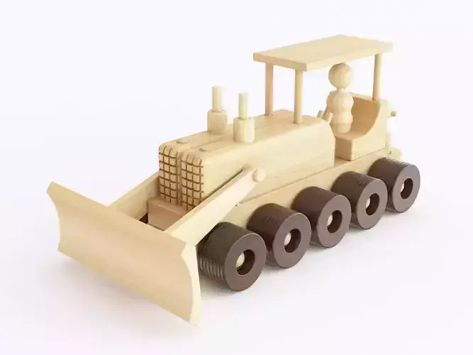 Wooden toy bulldozer 06