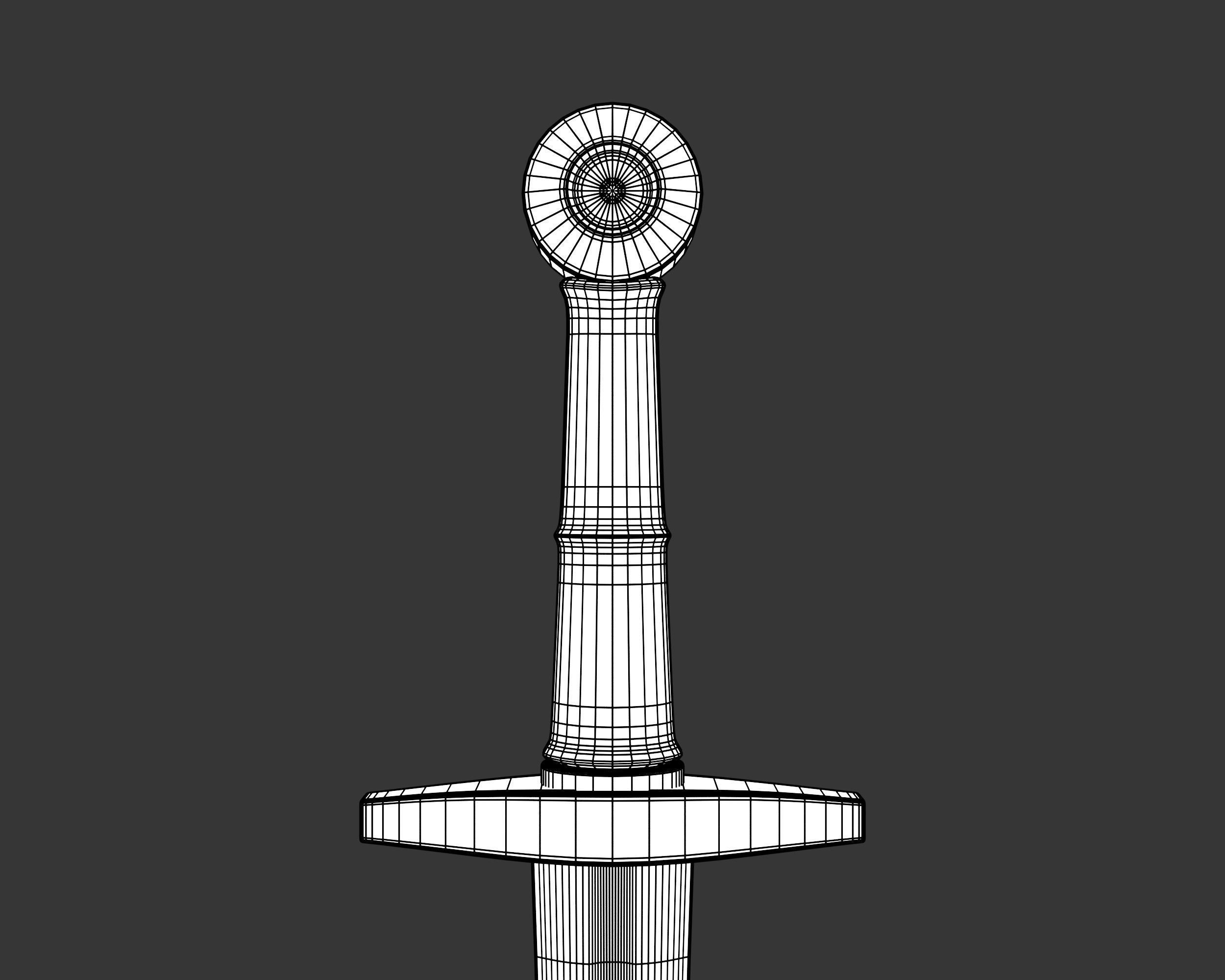 Medieval Knightly Weapon Dagger Low-poly 3D model_14