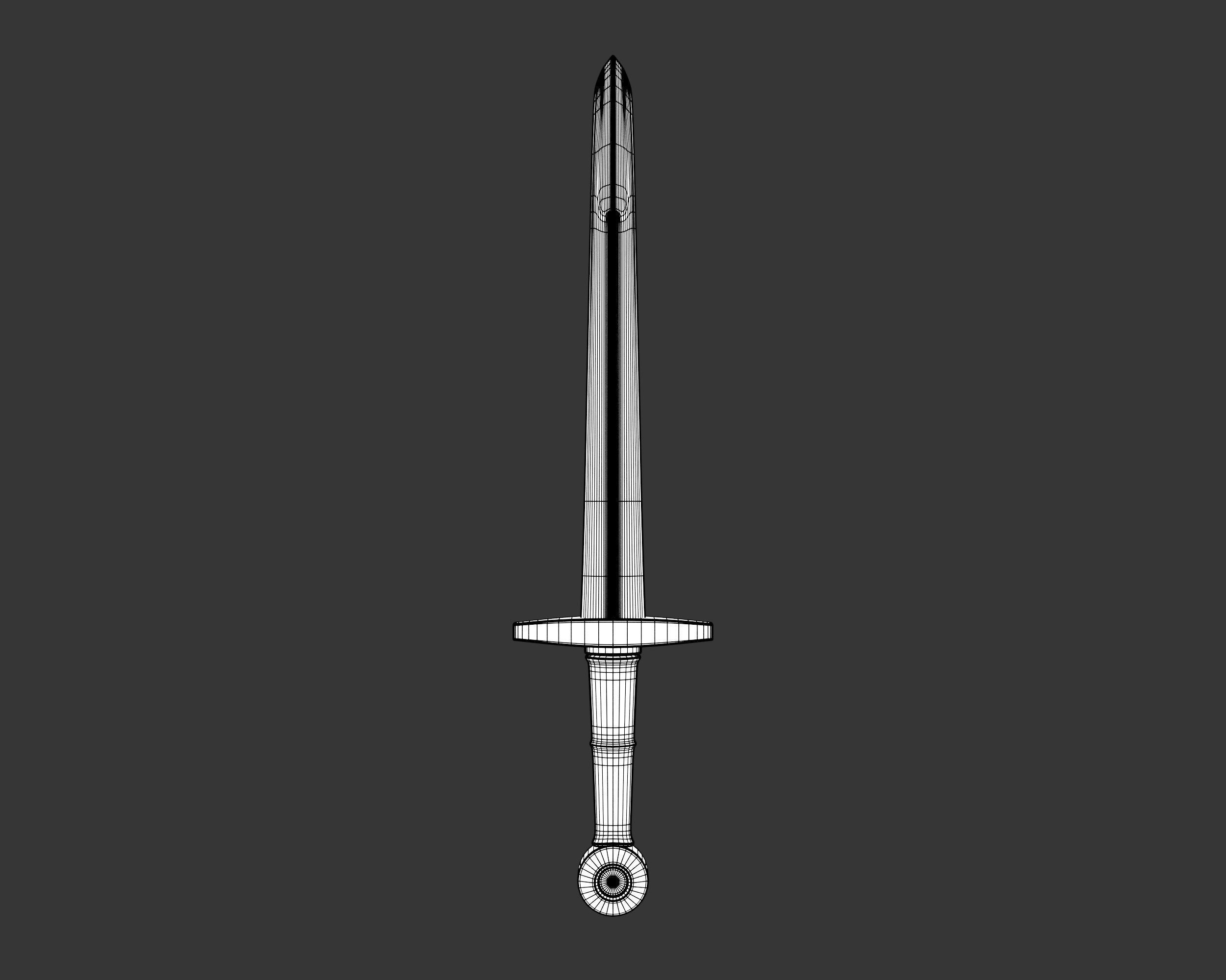 Medieval Knightly Weapon Dagger Low-poly 3D model_5