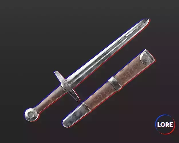 Medieval Knightly Weapon Dagger Low-poly 3D model